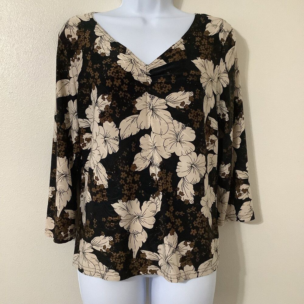 Vintage Y2K Black Floral Fairy Grunge Whimsigoth Witchy Dark Cottagecore Top L